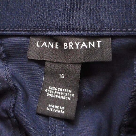 Lane Bryant Pants 16 Blue Cotton Blend Stretch Capri Pockets Slits Casual - Picture 4 of 12